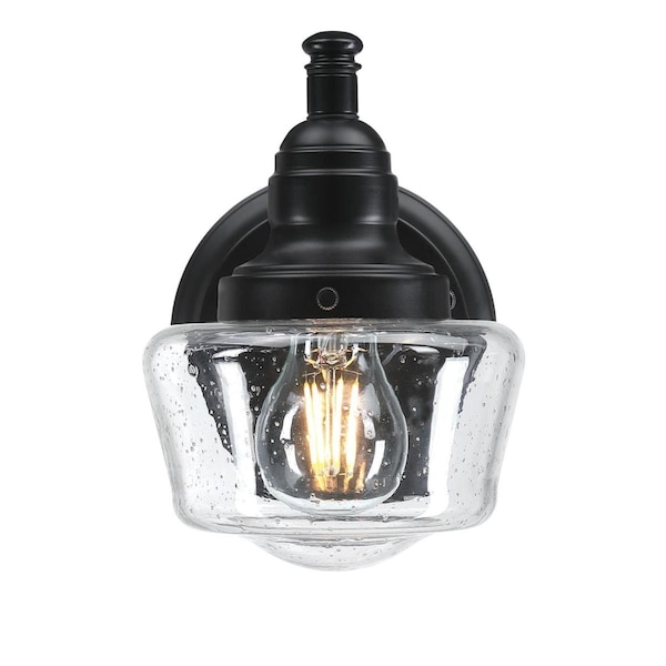 Westinghouse Fixture Wall Outdoor 60W Dusk to Dawn Eddystone, Matte Black Clear Seed Glass 6121200 - main
